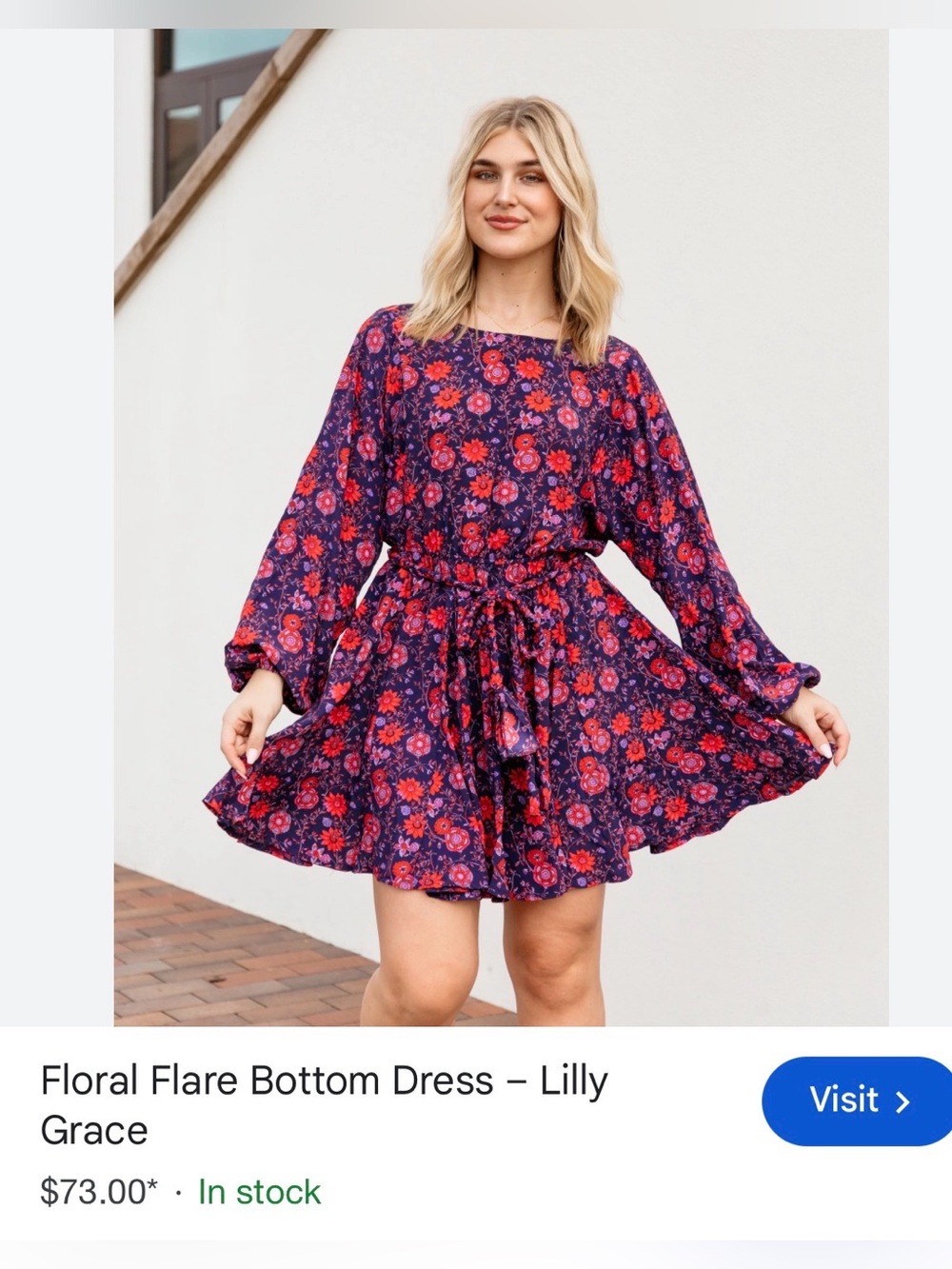 Skies are Blue Purple Floral Tie-Waist Dress